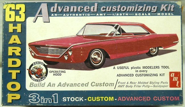 AMT 1/25 1963 Chevrolet Impala hardtop Super Sport 3 in 1 Advanced Customizing Kit, 6723-200 plastic model kit